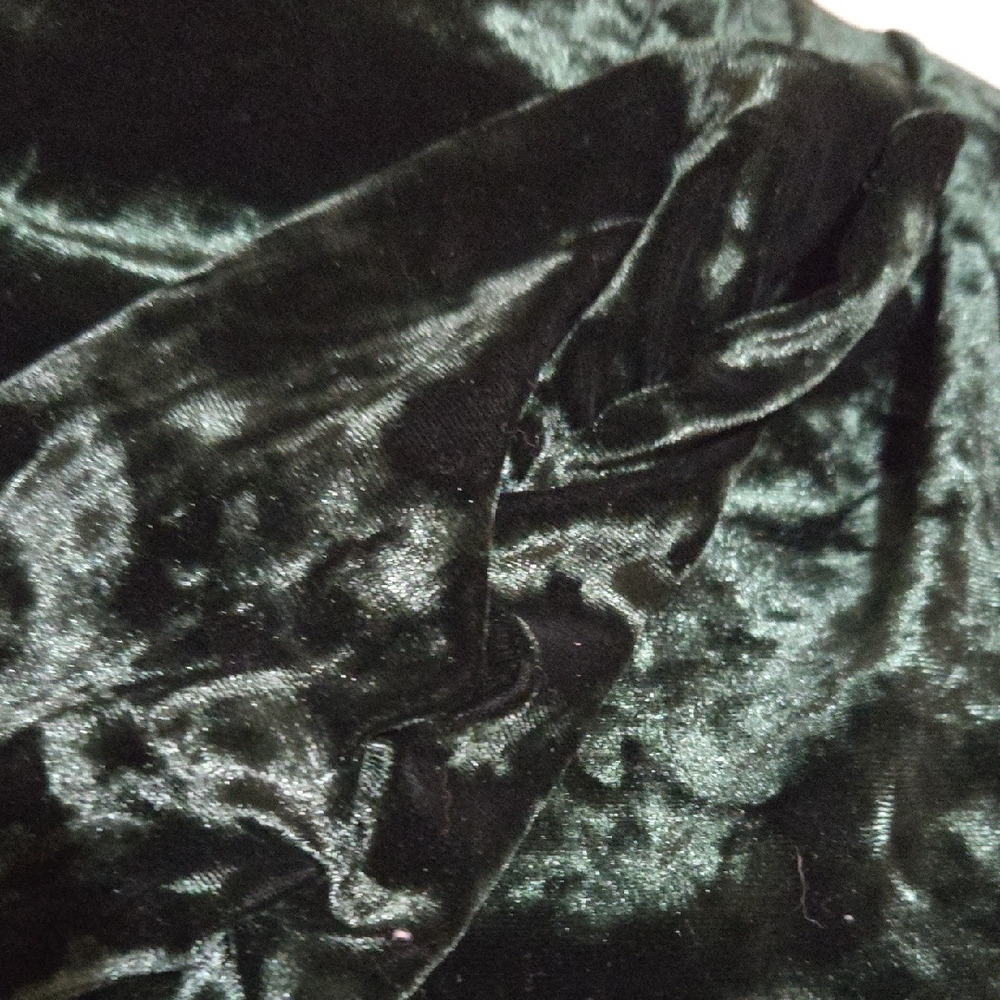 DR2 NWT Zara Emerald Green Side Zip Draped Dress Sz Sm Velvet Ruched Sleeve - Picture 7 of 13